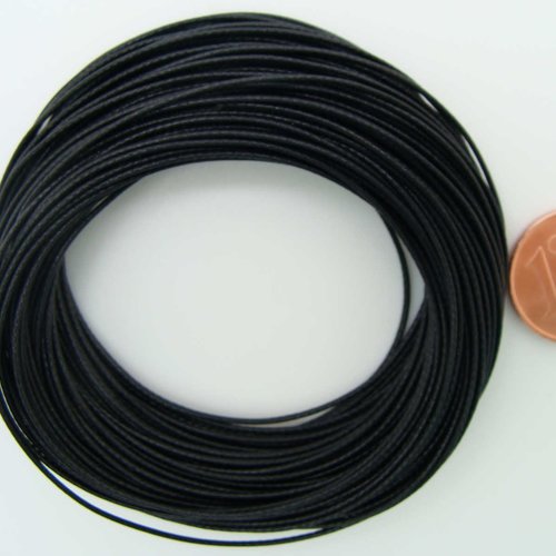 10 mètres fil noir nylon polyester ciré 0,8mm cordon lacet création bijoux déco