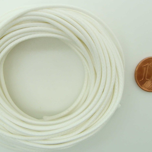 10 mètres fil blanc nylon polyester ciré 1,5mm cordon lacet création bijoux déco