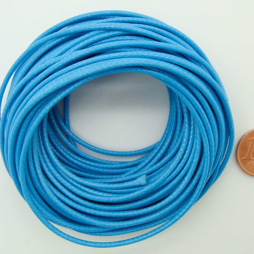 10 mètres fil bleu nylon polyester ciré 1,5mm cordon lacet création bijoux déco