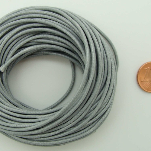 10 mètres fil gris nylon polyester ciré 1,5mm cordon lacet création bijoux déco