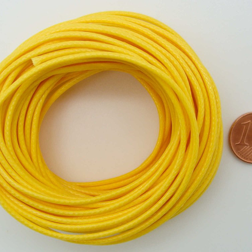 10 mètres fil jaune nylon polyester ciré 1,5mm cordon lacet création bijoux déco