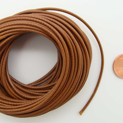 10 mètres fil marron nylon polyester ciré 1,5mm cordon lacet création bijoux déco