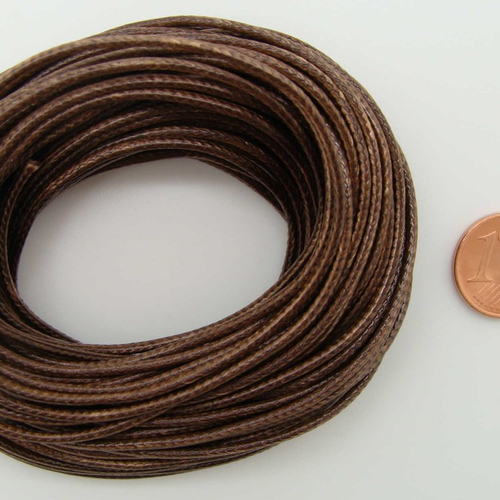 10 mètres fil marron café nylon polyester ciré 1,5mm cordon lacet création bijoux déco