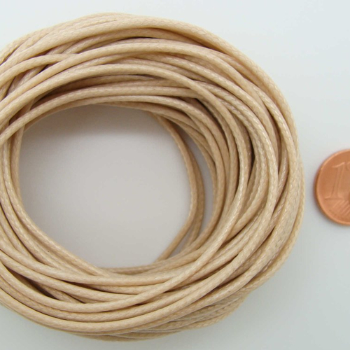 10 mètres fil marron clair nylon polyester ciré 1,5mm cordon lacet création bijoux déco