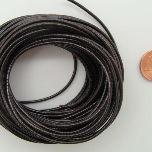 10 mètres fil marron foncé nylon polyester ciré 1,5mm cordon lacet création bijoux déco