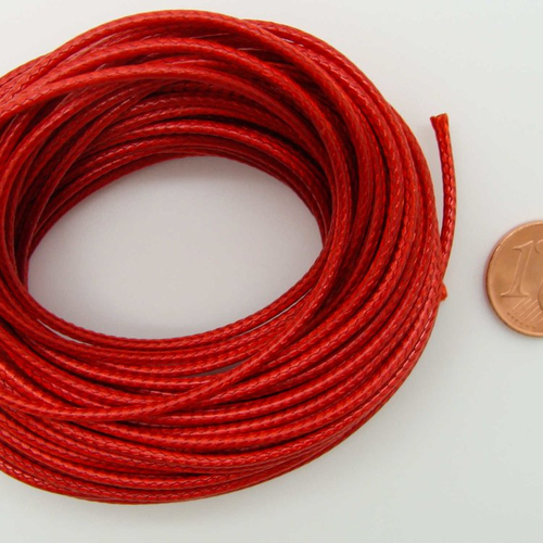 10 mètres fil rouge nylon polyester ciré 1,5mm cordon lacet création bijoux déco