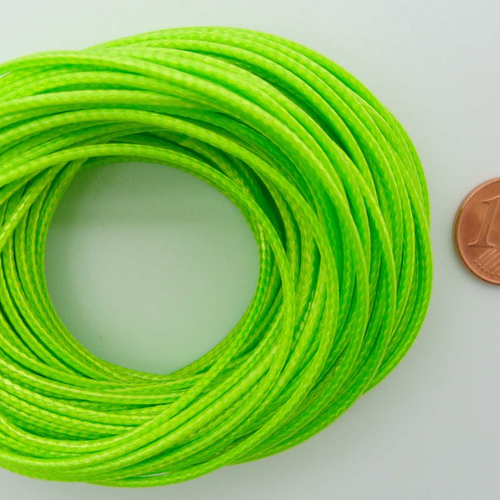 10 mètres fil vert clair nylon polyester ciré 1,5mm cordon lacet création bijoux déco