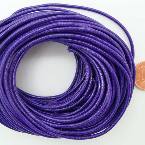 10 mètres fil violet nylon polyester ciré 1,5mm cordon lacet création bijoux déco
