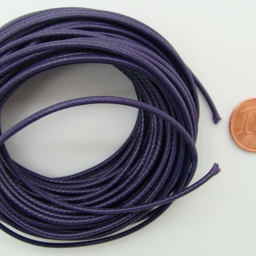 10 mètres fil violet foncé nylon polyester ciré 1,5mm cordon lacet création bijoux déco