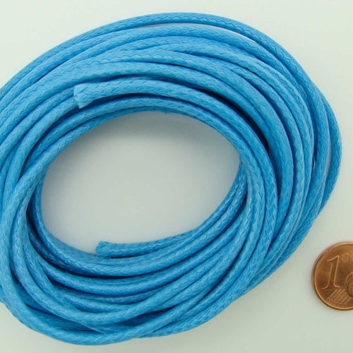 5 mètres fil bleu nylon polyester ciré 2,3mm cordon lacet création bijoux déco