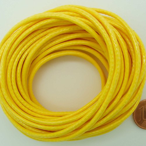 5 mètres fil jaune nylon polyester ciré 2,3mm cordon lacet création bijoux déco