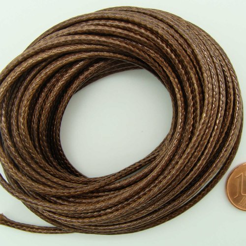 5 mètres fil marron nylon polyester ciré 2,3mm cordon lacet création bijoux déco