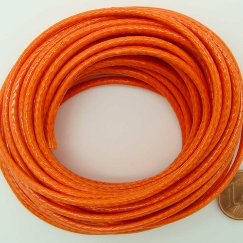 5 mètres fil orange nylon polyester ciré 2,3mm cordon lacet création bijoux déco