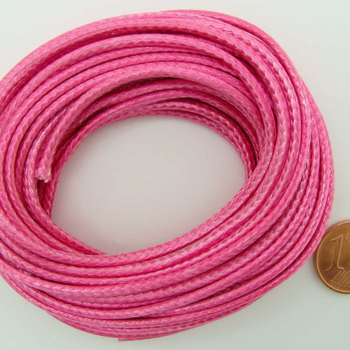 5 mètres fil rose fonce nylon polyester ciré 2,3mm cordon lacet création bijoux déco