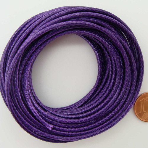 5 mètres fil violet nylon polyester ciré 2,3mm cordon lacet création bijoux déco