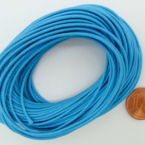 10 mètres fil bleu nylon polyester ciré 1mm cordon lacet création bijoux déco