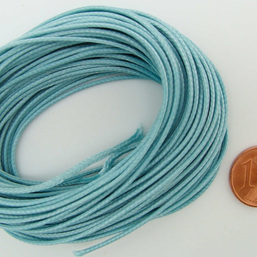 10 mètres fil bleu clair nylon polyester ciré 1mm cordon lacet création bijoux déco
