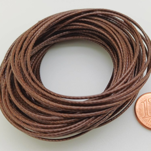 10 mètres fil marron brun nylon polyester ciré 1mm cordon lacet création bijoux déco