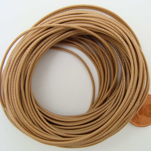 10 mètres fil marron clair nylon polyester ciré 1mm cordon lacet création bijoux déco