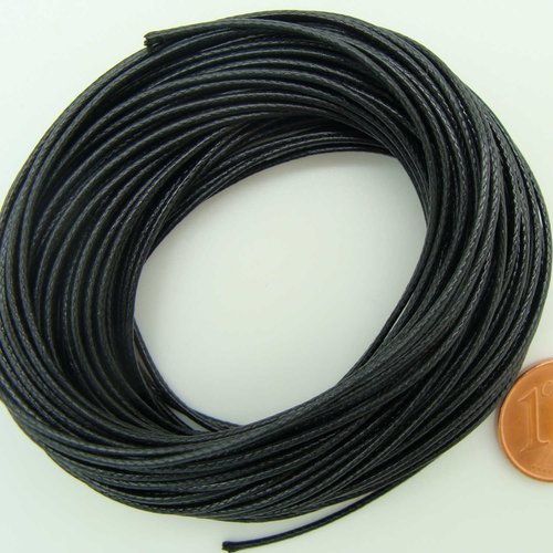 10 mètres fil noir nylon polyester ciré 1mm cordon lacet création bijoux déco