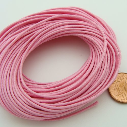 10 mètres fil rose nylon polyester ciré 1mm cordon lacet création bijoux déco