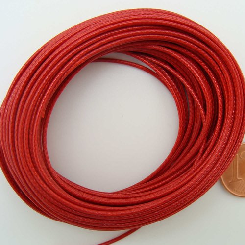 10 mètres fil rouge nylon polyester ciré 1mm cordon lacet création bijoux déco