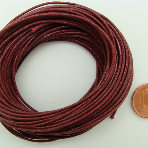 10 mètres fil rouge foncé nylon polyester ciré 1mm cordon lacet création bijoux déco