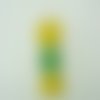 Pendentif bonbon transparent sucre vert papier jaune 7 cm en verre lampwork pour création de bijoux collier