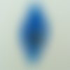Pendentif feuille bleu motif oeil 64mm en verre lampwork pour création de bijoux collier