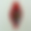 Pendentif feuille rouge motif oeil 64mm en verre lampwork pour création de bijoux collier