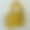 Pendentif coeur jaune doré avec touches argentées 59mm plat grand trou verre diy création bijoux