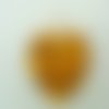 Pendentif coeur orange rayures dorées 44mm verre diy création bijoux