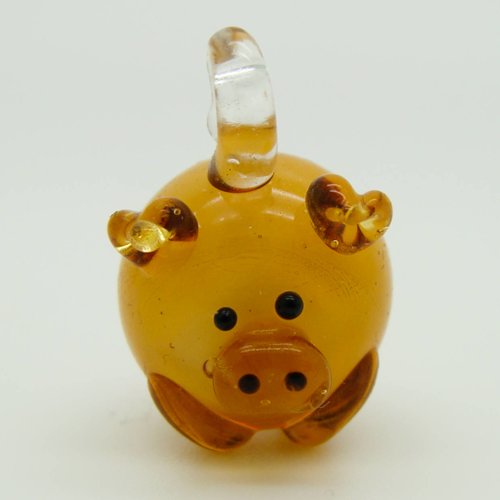 Pendentif mini cochon marron 23mm animal en verre lampwork pour création de bijoux collier
