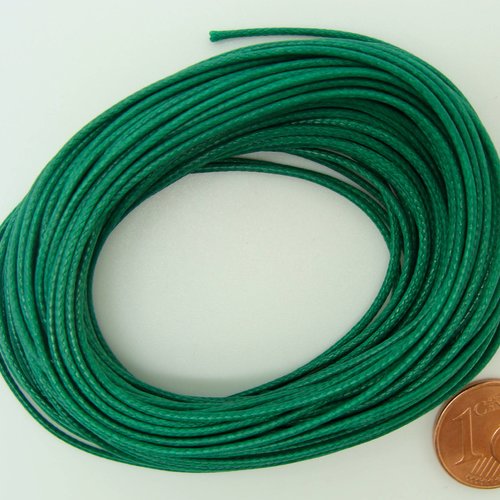 10 mètres fil vert foncé nylon polyester ciré 1mm cordon lacet création bijoux déco