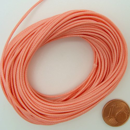 10 mètres fil rose saumon nylon polyester ciré 1mm cordon lacet création bijoux déco