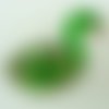 Pendentif cygne vert avec fleur animal oiseau 54mm en verre lampwork pour création de bijoux collier