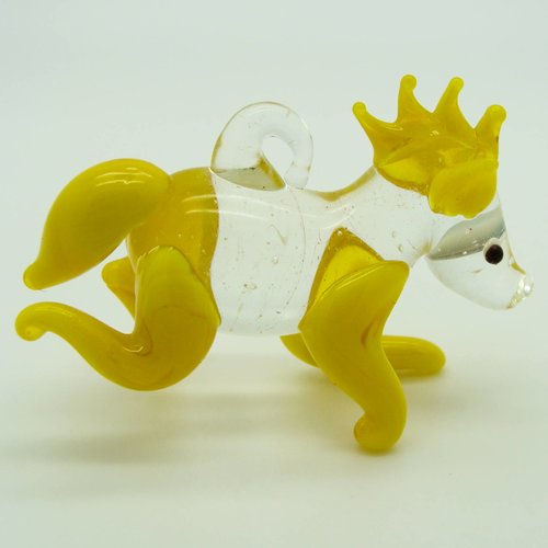 Pendentif cheval jaune et transparent animal 60mm en verre lampwork pour création de bijoux collier