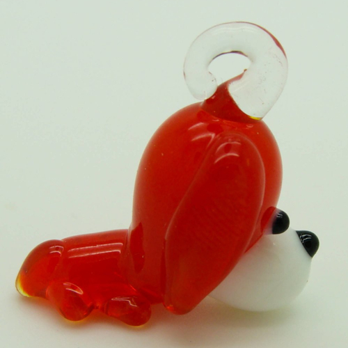 Mini pendentif chien rouge 28mm animal en verre lampwork pour création de bijoux collier