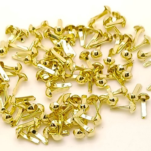 100 brads 9x4,5mm attaches parisiennes métal dore