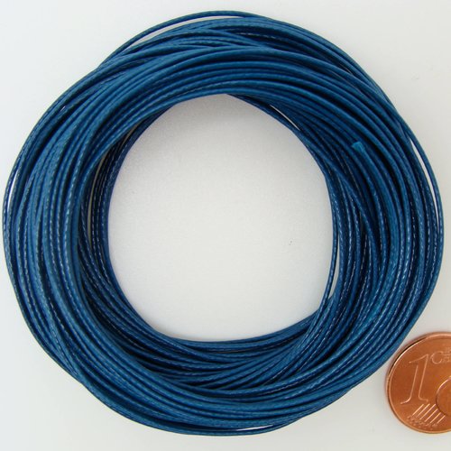 10 mètres fil bleu fonce nylon polyester ciré 0,8mm cordon lacet création bijoux déco