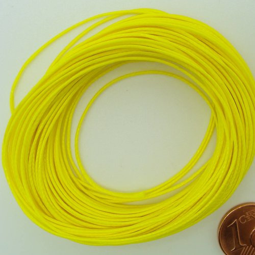 10 mètres fil jaune nylon polyester ciré 0,8mm cordon lacet création bijoux déco