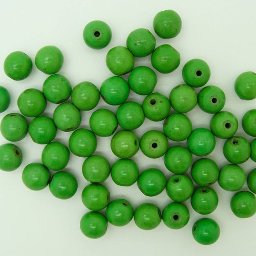 50 perles rondes 8mm vert pierre reconstituée