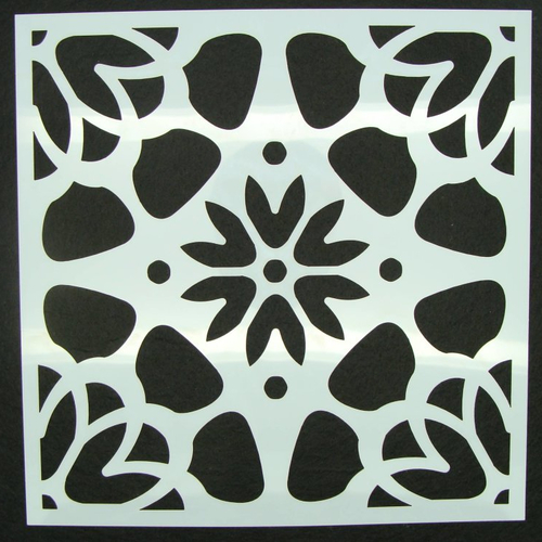 Pochoir motif floral éclaté mod07 style carreau de ciment 15x15cm carterie home deco scrapbooking