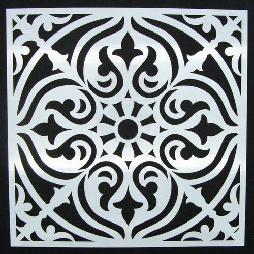 Pochoir motif floral mod11 style carreau de ciment 15x15cm carterie home deco scrapbooking