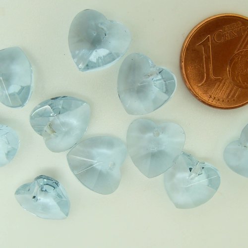 10 breloques coeur mauve 10mm verre facetté charm perle