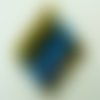 Pendentif verre losange 40mm vagues jaune bleu feuille argentée