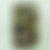 Pendentif rectangle bombé zizag marrons et jaunes 45mm verre avec feuille argentée