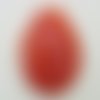 Pendentif rond épais bombé motif spirale rouge et blanc 50mm verre lampwork