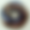 Pendentif spirale multicolore fond gris et argenté rond donut ondulé verre 47mm