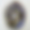 Pendentif spirale multicolore fond noir et argenté rond donut ondulé verre 47mm